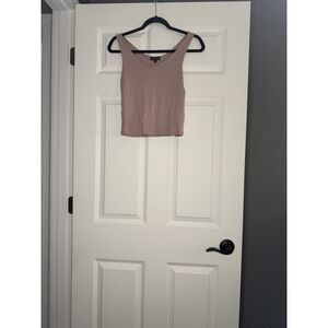Originality Sleeveless V Neck Crop Tank Top Mauve Small